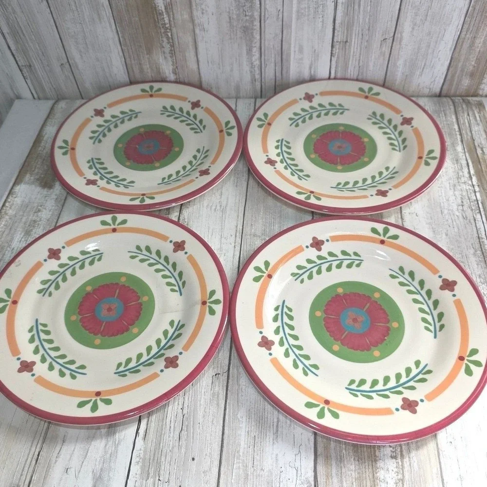 Target O Home Melamine Plates Set of 4 Colorful Floral Design Dishwasher Safe
